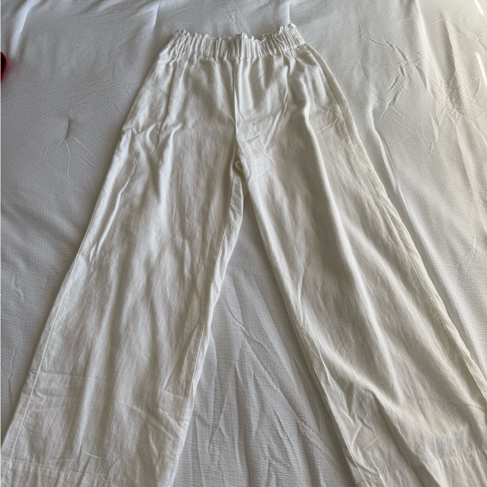 Cream Wide-Leg Pants